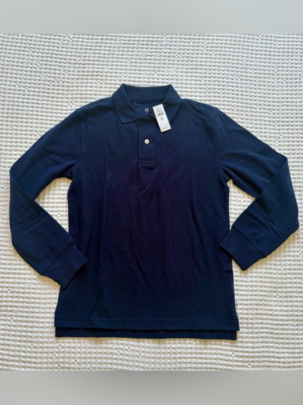 NWT Gap Kids Boys XL (12-13) Long Sleeve Pique Polo Tapestry Navy Blue 2025